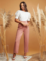 Women's White Casual Regular Fit Half Sleeves Top