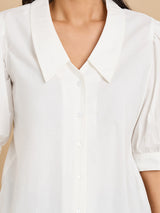 Women's White Casual Regular Fit Solid Half Sleeves Shirt