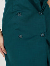 Women's Green Cotton Blazer Midi Length Dress