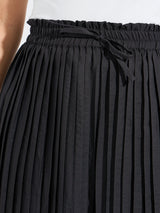 Women's Casual Solid Wide Leg Paper Bag Waist Pleated Pants | Black