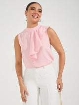 Women's Pink Formal Regular Fit Solid Sleeveless Top