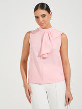 Women's Pink Formal Regular Fit Solid Sleeveless Top