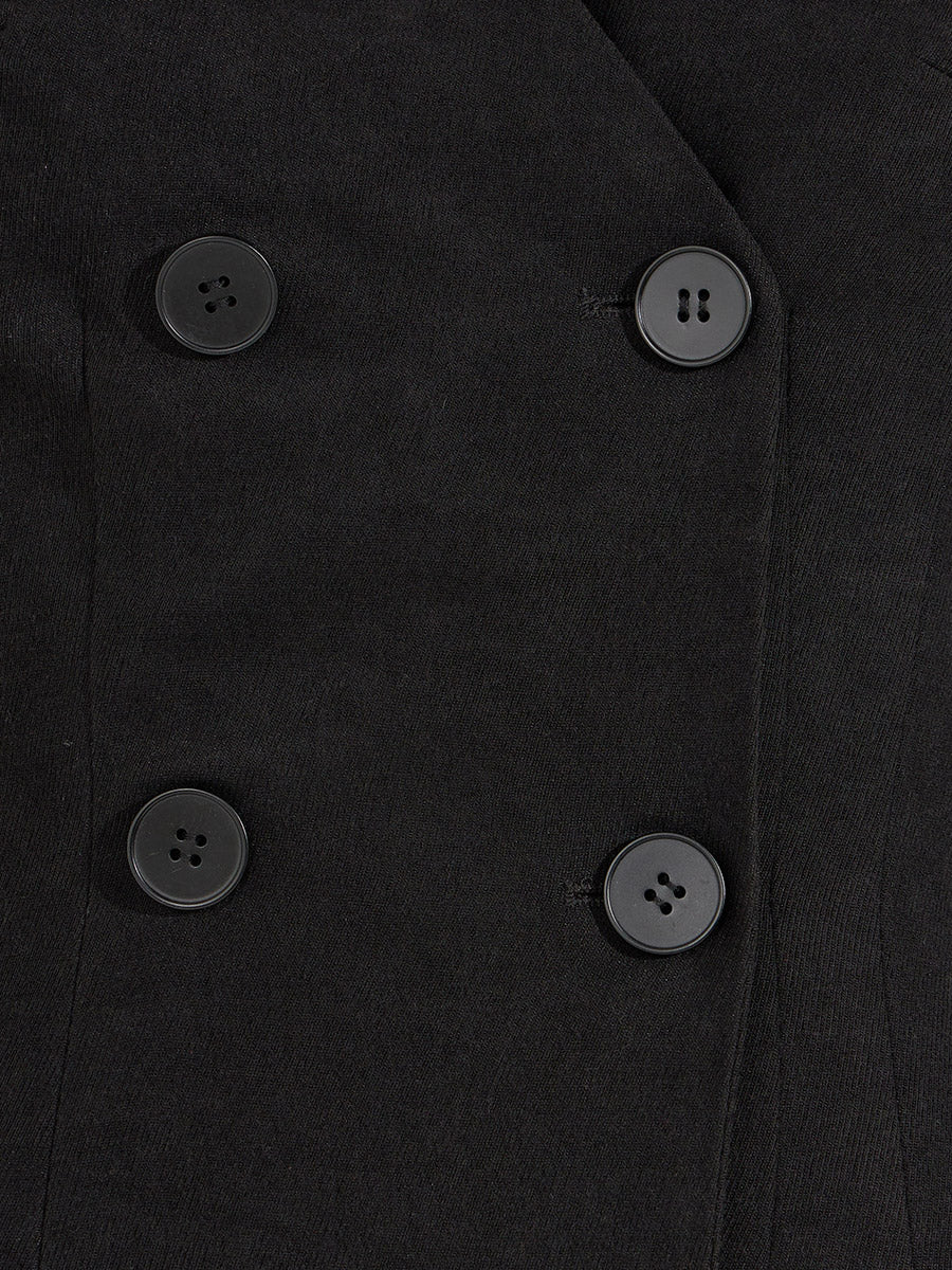 Women's Black Solid Sleeveless Blazer Midi Dress