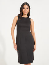 Women's Black Solid Sleeveless Knee Length Sheath Dress