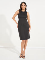 Women's Black Solid Sleeveless Knee Length Sheath Dress