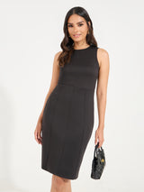 Women's Black Solid Sleeveless Knee Length Sheath Dress