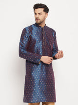 Men's Blue Festive Ethnic Full Sleeves Kurta