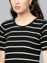 Women's Black White Striped Maxi