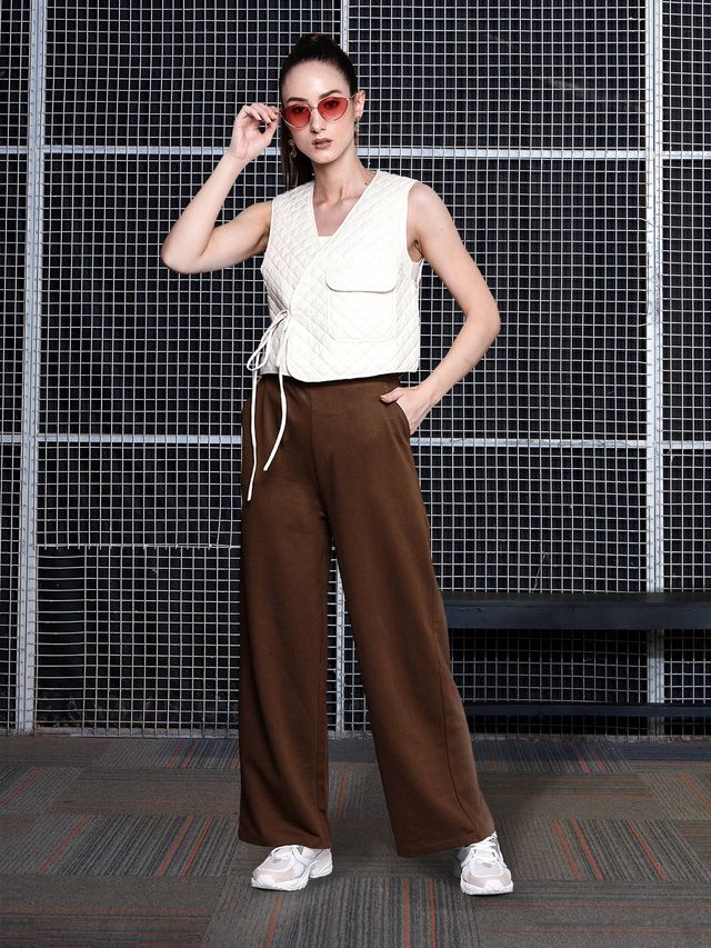 Women's Brown Casual Solid Regular Fit Trackpant