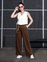 Women's Brown Casual Solid Regular Fit Trackpant