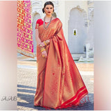 Women's Kanjeevaram Silk Red Woven Design Woven saree with Blouse Piece