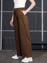 Women's Brown Casual Solid Regular Fit Trackpant