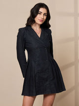 Women's Black Collar Blazer Dress