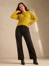 Women's Mustard Bold Floral Print Sweater