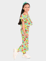 Girls Multicolor Casual Printed Regular Fit Half Sleeves Clothing Set