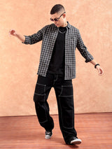 Men's Slim Fit Checkered Full Sleeves Spread Collar Casual Shirt