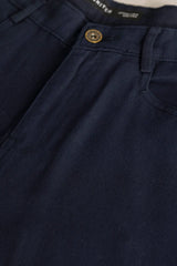 Men's Navy Casual Regular Fit Solid Chinos