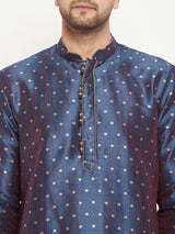 Men's Blue Festive Ethnic Full Sleeves Kurta