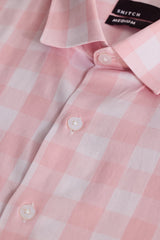 Men's Pink Casual Slim Fit Checkered Full Sleeves Shirt