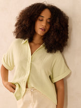 Women's Yellow Relaxed Fit Button Down Shirt