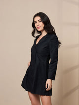 Women's Black Collar Blazer Dress