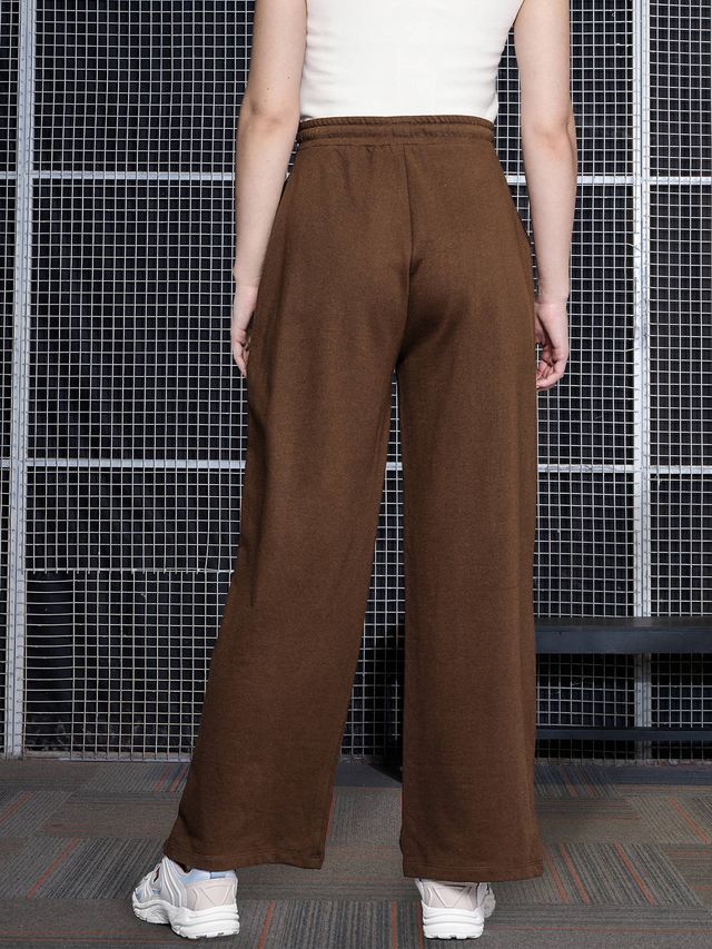 Women's Brown Casual Solid Regular Fit Trackpant
