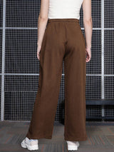 Women's Brown Casual Solid Regular Fit Trackpant