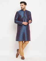 Men's Blue Festive Ethnic Full Sleeves Kurta