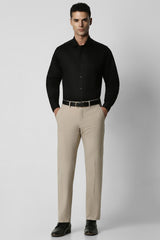 Men's Black Work Regular Fit Solid Full Sleeves Shirt
