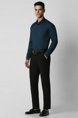 Men's Blue Party Slim Fit Solid Full Sleeves Shirt