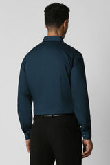 Men's Blue Party Slim Fit Solid Full Sleeves Shirt