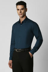 Men's Blue Party Slim Fit Solid Full Sleeves Shirt