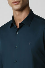 Men's Blue Party Slim Fit Solid Full Sleeves Shirt