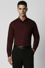 Men's Brown Party Slim Fit Solid Full Sleeves Shirt