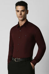 Men's Brown Party Slim Fit Solid Full Sleeves Shirt