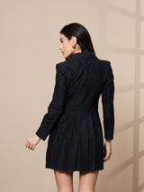 Women's Black Collar Blazer Dress