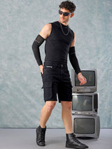 Men's Slim Fit Solid Mid Rise Shorts