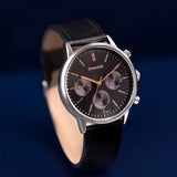 Men's Fashion Black Round Dial Watch - 77139SL03