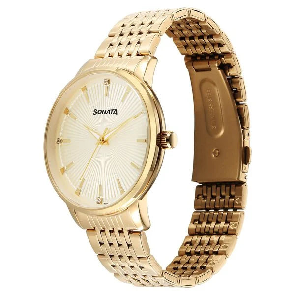 Men's Fashion Gold Round Dial Watch - 77156YM01