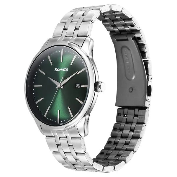 Men's Fashion Green Round Dial Watch - 77166SM02