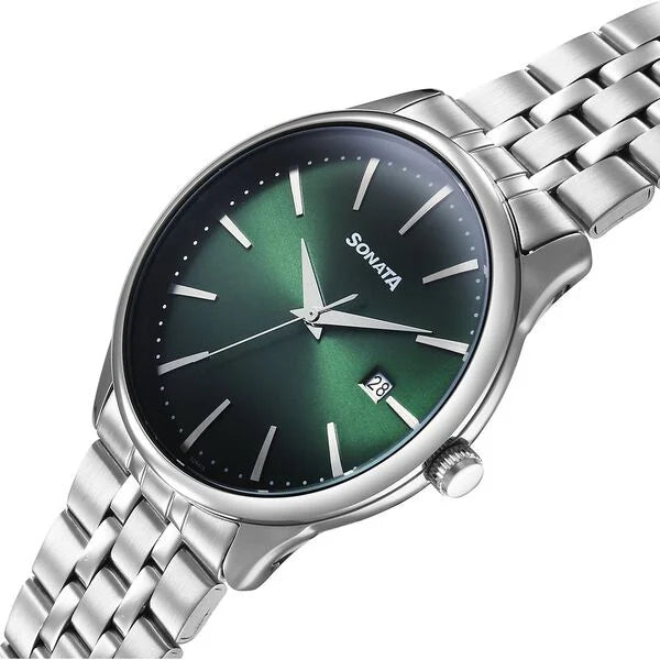 Men's Fashion Green Round Dial Watch - 77166SM02