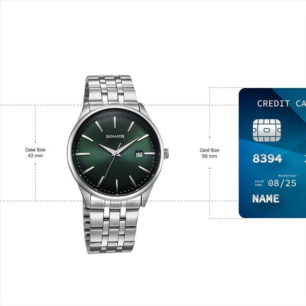 Men's Fashion Green Round Dial Watch - 77166SM02