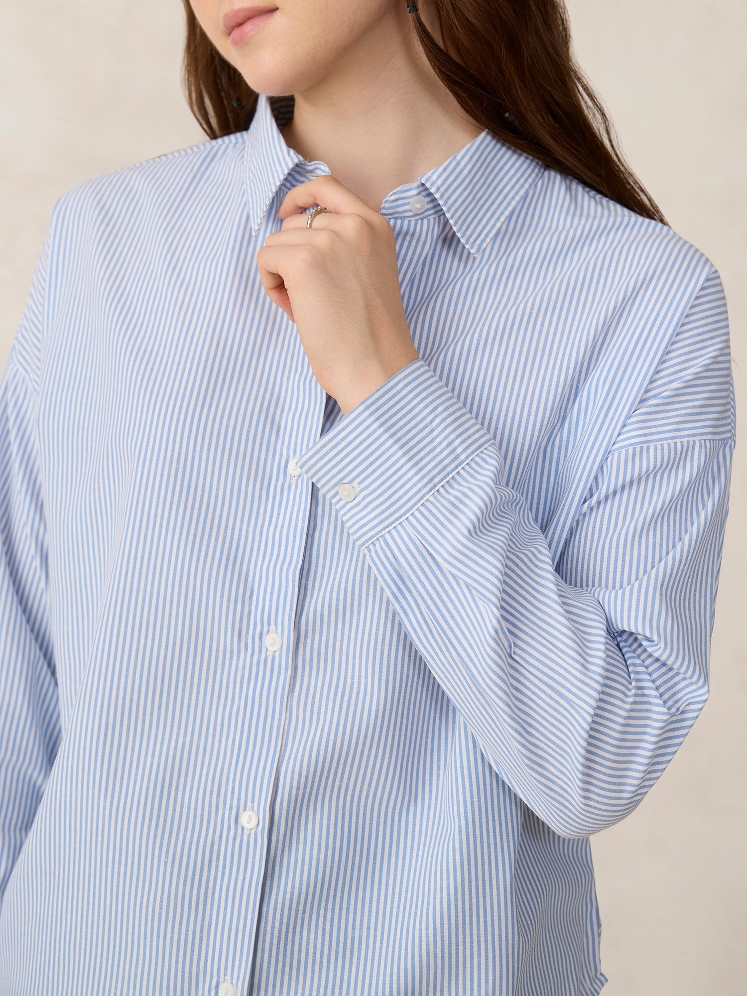 Women's Blue Casual Striped Full Sleeves Shirt