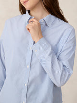 Women's Blue Casual Striped Full Sleeves Shirt
