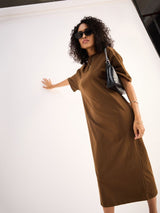 Women's Brown Oversized Tshirt Dress