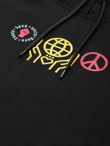 Men's Black Casual Hood Neck Printed Full Sleeves Hoodie