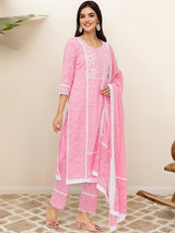 Women's Pink 3 Pieces Kurta Set
