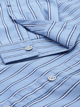 Men's Slim Fit Multi Striped Full Sleeves Cutaway Collar Casual Shirt