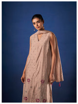 Women's Pink Work Regular Fit Embroidered Sleevless Co-Ord Sets
