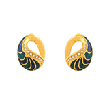 Women's Gold Plated Oval Designer Pendant Necklace Set with Crystals
